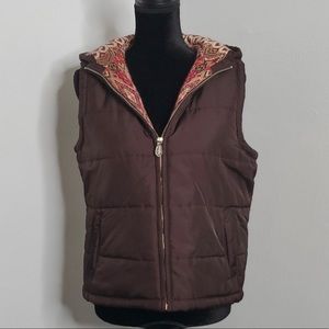 Mark Eisen angora blend lined puffer hooded vest
